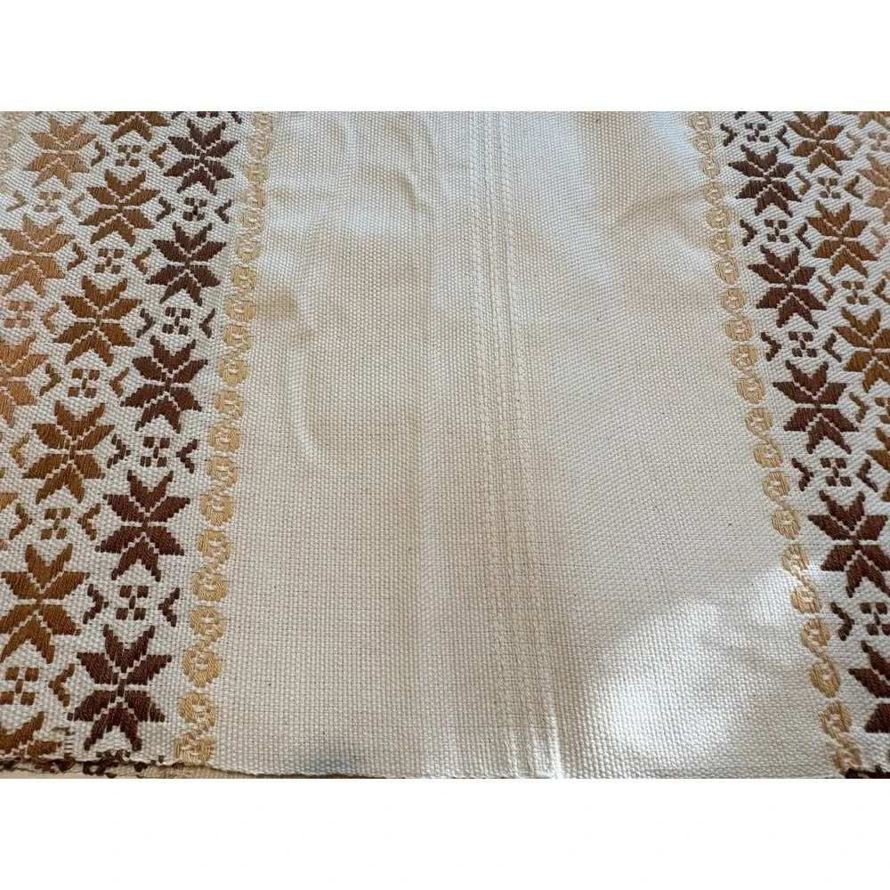 Set of 6 Vintage Woven Placemats – Reversible Brown & Tan with Fringe 22
